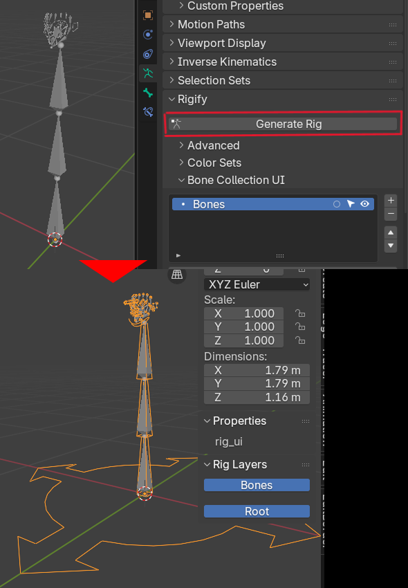 サブリグを組み合わせてリグを生成するところ