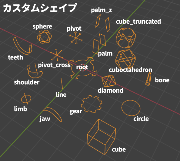 rigifyで使えるカスタムシェイプ