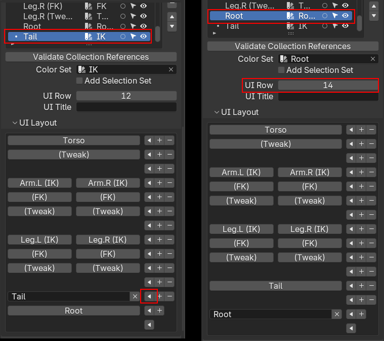 UI Layoutで、表示／非表示のボタンをどこに置くか決めるところ