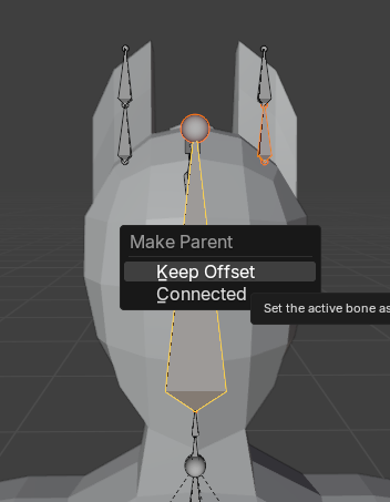 頭のボーンにKeep Offsetでペアレント