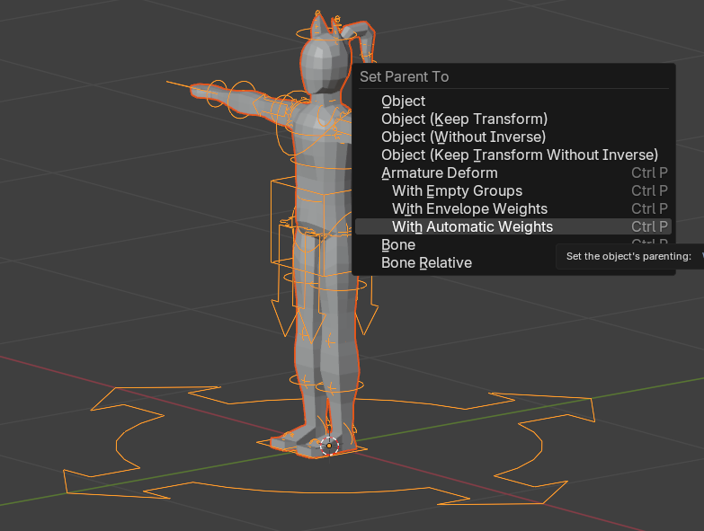 自動ウェイトペイントでペアレント